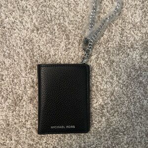 Michael Kors Black Card Holder with Chain